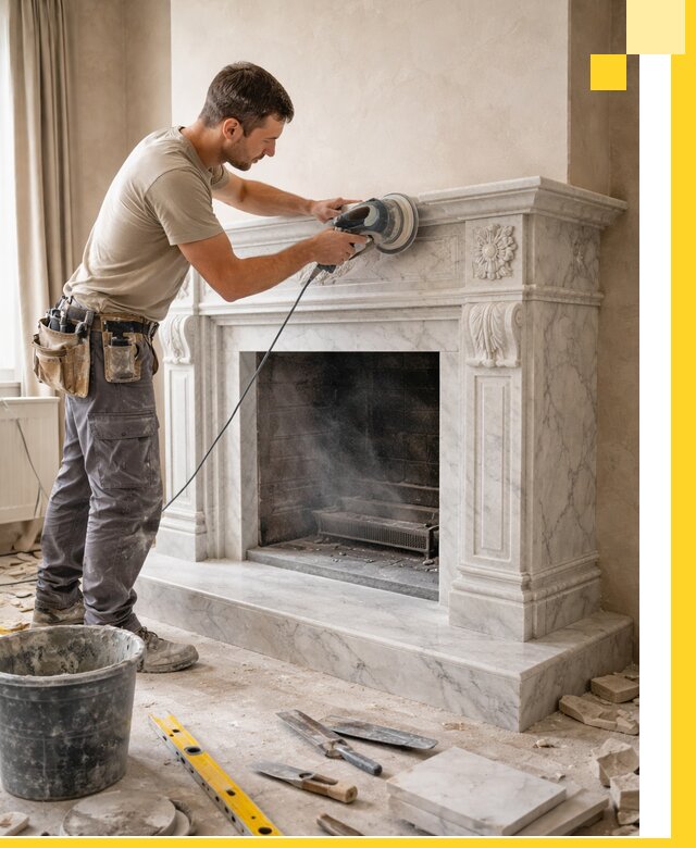 Изготовление и установка мраморных каминов в Нефтеюганске под ключ