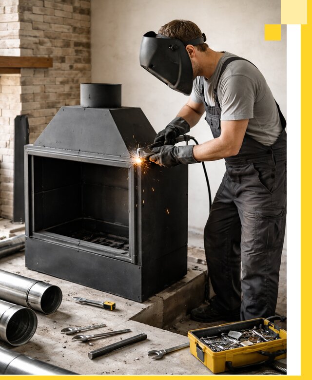 Продажа и установка металлических каминов в Нефтеюганске под ключ