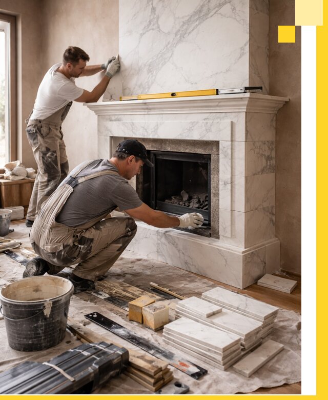 Отделка каминов в Нефтеюганске качественные облицовочные работы