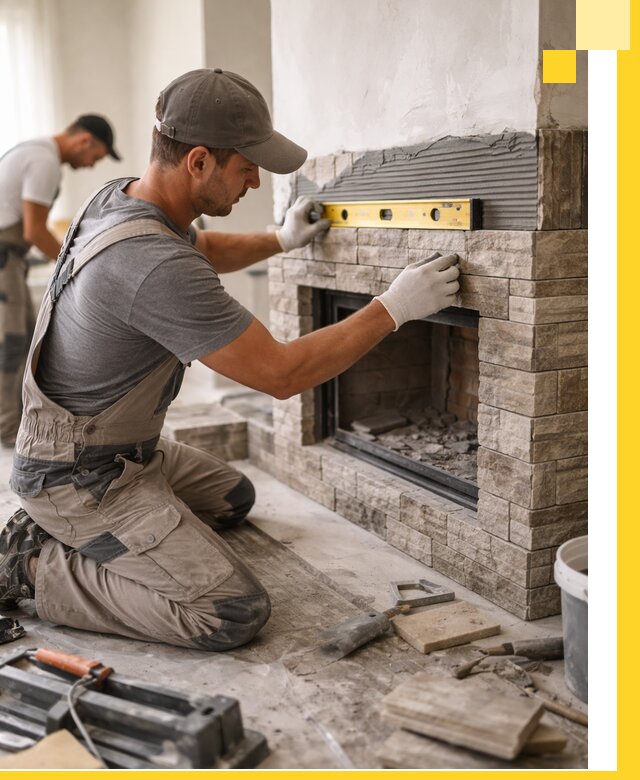 Облицовка каминов в Нефтеюганске, монтаж и отделка натуральным камнем