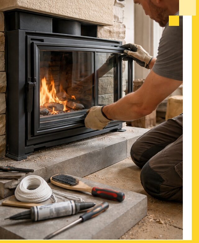 Производство, монтаж и доставка каминов со стеклом в Нефтеюганске