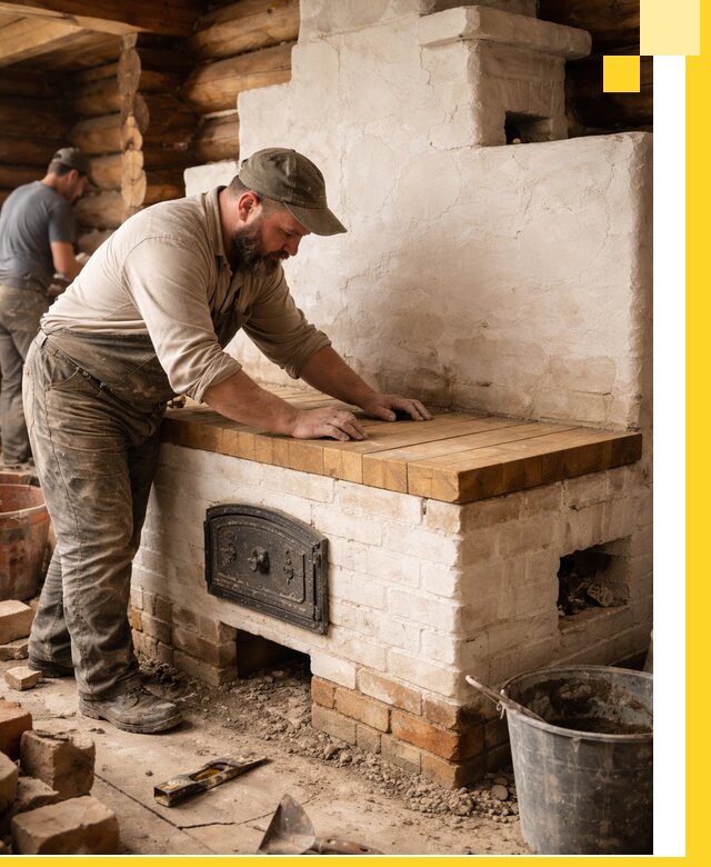 Проектирование и установка русской печи с лежанкой в Нефтеюганске