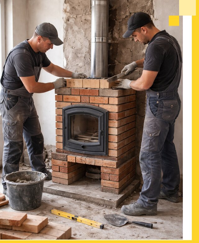 Монтаж печи камина под ключ в Нефтеюганске с гарантией и пусконаладкой