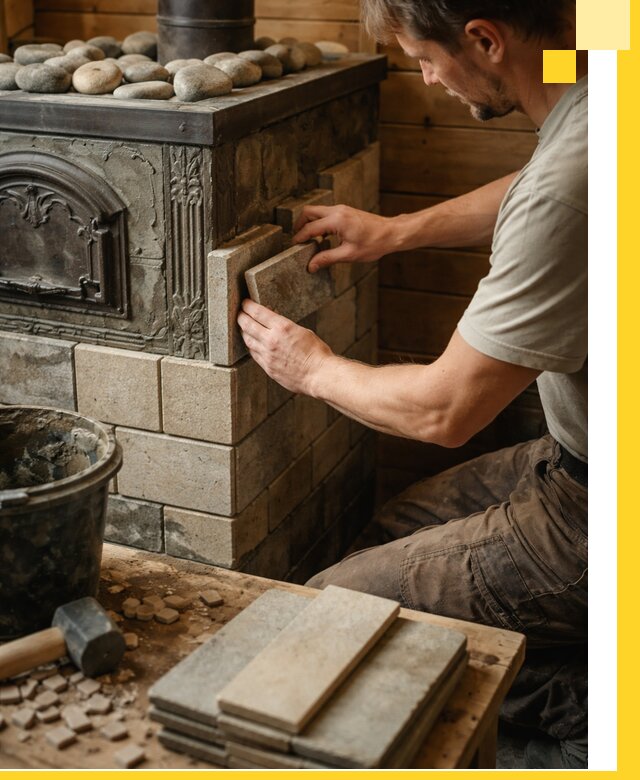 Облицовка банных печей в Нефтеюганске профессиональная отделка