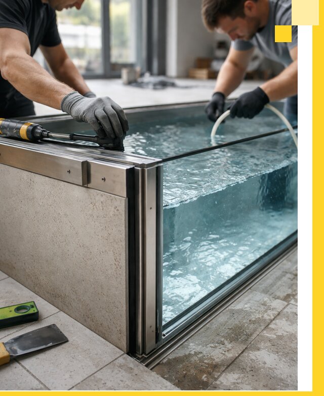 Проектирование и монтаж стеклянных бассейнов в Нефтеюганске