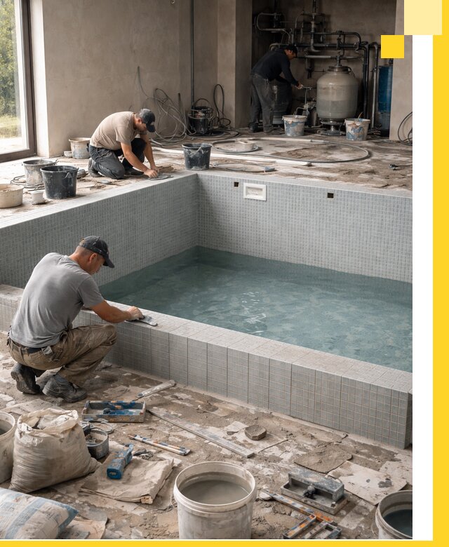 Строительство и монтаж бассейнов в помещении в Нефтеюганске