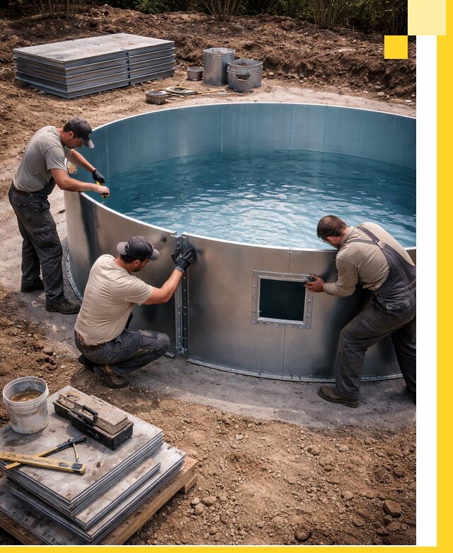 Круглые бассейны под ключ в Нефтеюганске проектирование и монтаж