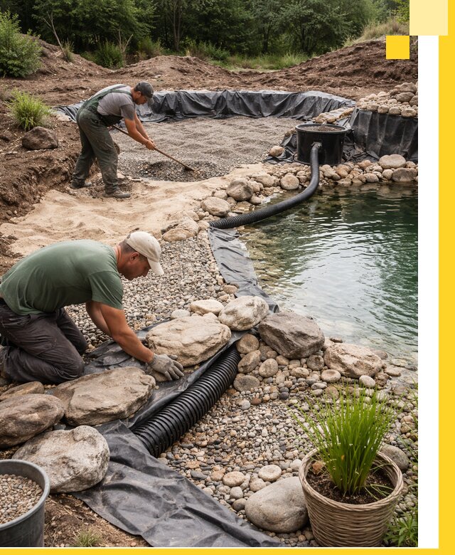 Строительство природных бассейнов и озер в Нефтеюганске под ключ