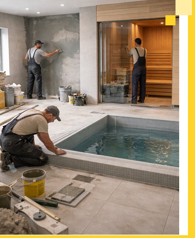 Проектирование и строительство сауны с бассейном в Нефтеюганске