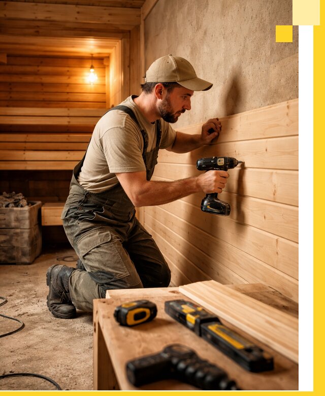 Профессиональная внутренняя отделка бани в Нефтеюганске под ключ