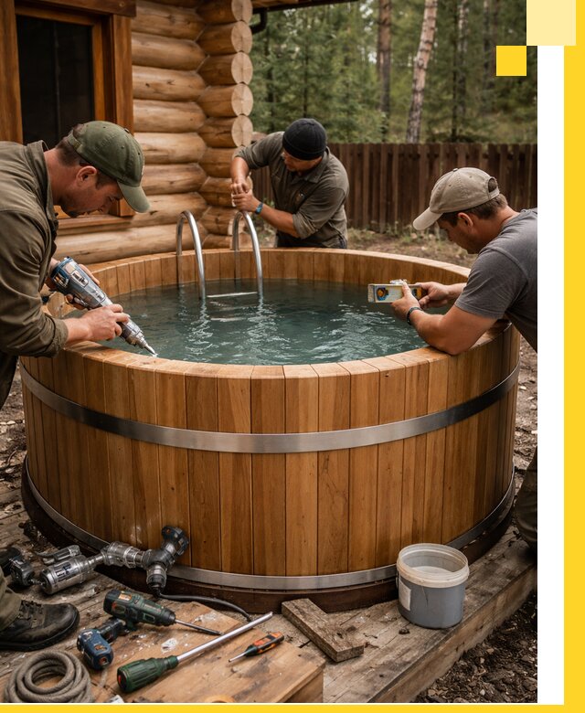 Строительство бань с купелью под ключ и отделкой в Нефтеюганске