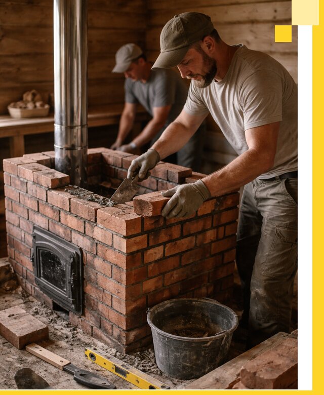 Кирпичные печи для бани под ключ в Нефтеюганске, проект и монтаж