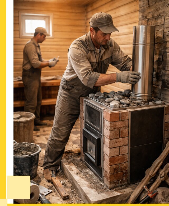 Монтаж печи в бане под ключ в Нефтеюганске от 20336 р. | ЭриданНфт