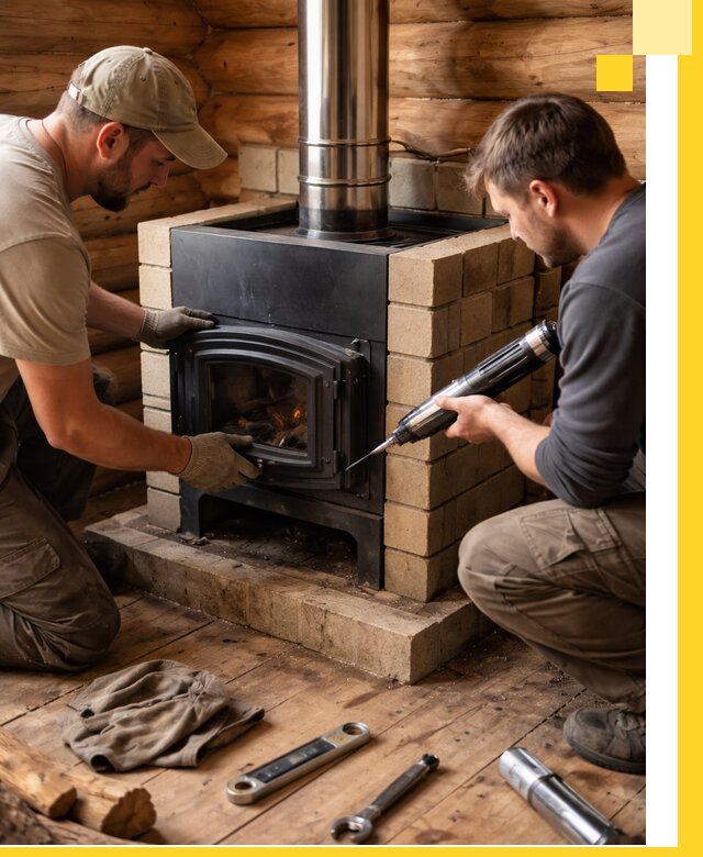 Монтаж и установка печи в бане под ключ с гарантией в Нефтеюганске