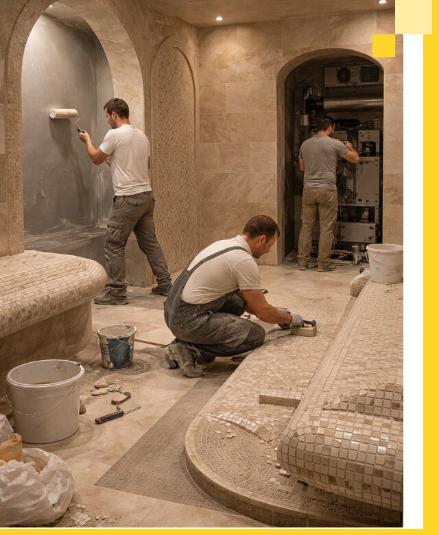 Строительство бани с хамамом и бассейном под ключ в Нефтеюганске