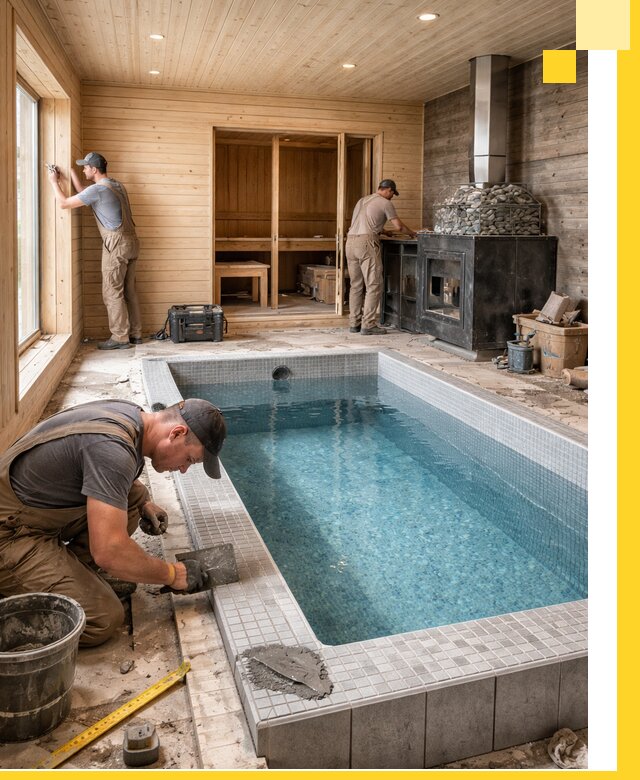 Проект бани с бассейном и сауной в Нефтеюганске под ключ