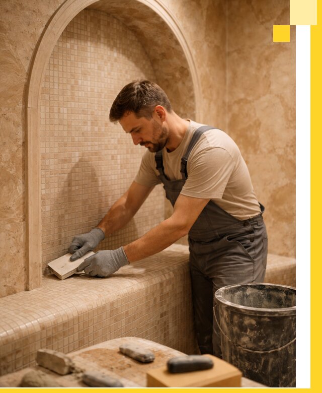 Профессиональная отделка хамамов с мозаикой под ключ в Нефтеюганске