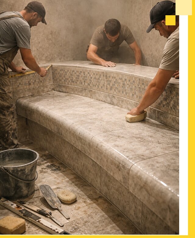 Изготовление и установка сидений для хамама в Нефтеюганске